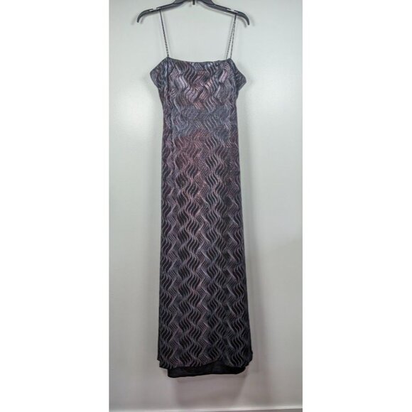 Vintage 90s Velvet Maxi Dress Size 14 Whimsigoth Witchy Goth Iridescent Shimmer - Picture 1 of 10